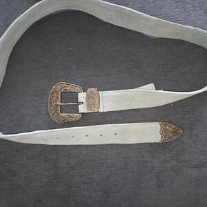 Free People Blue and Silver Belt with Ornate Design